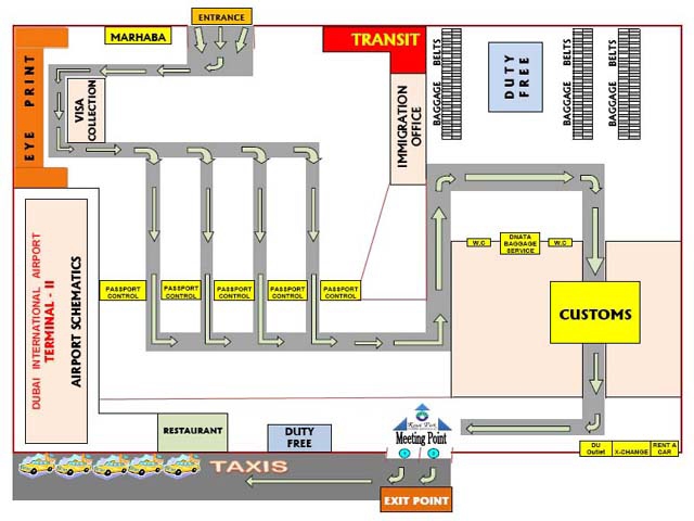 Схема терминалов международного аэропорта Дубаи